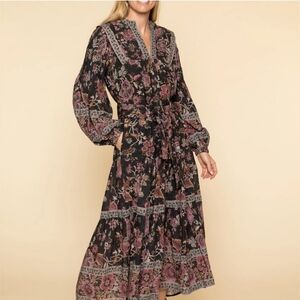 Sea NYC Tess Printed Long Sleeve Maxi Dress Size XS